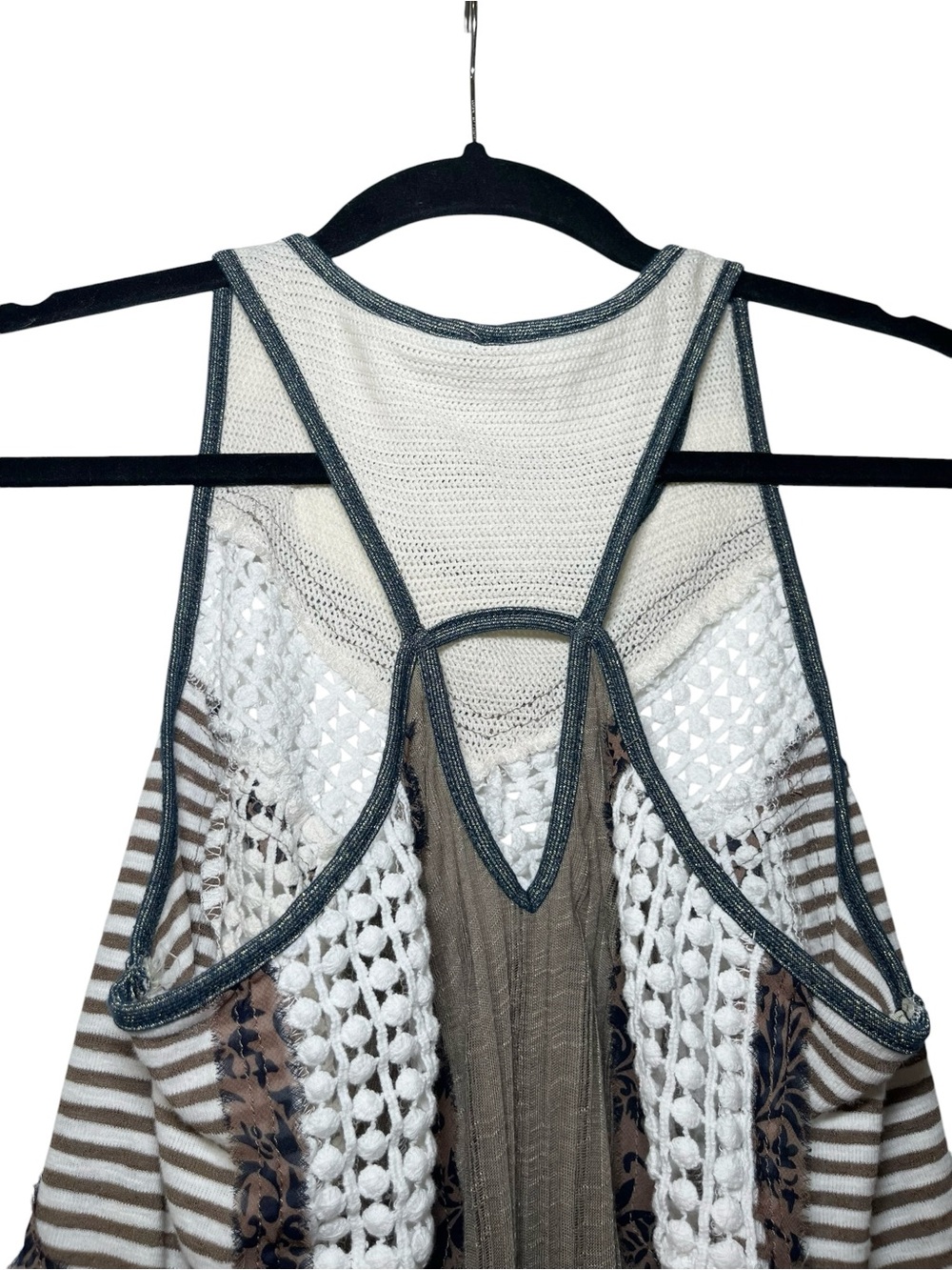 Gimmicks By BKE Sleeveless Olive Knit Tank with White Crochet Panels Size Small - Picture 10 of 14